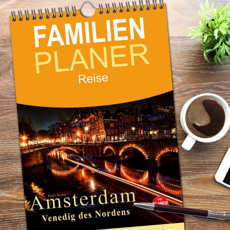 Produktbild: Familienplaner 2026 - Amsterdam - Venedig des Nordens mit 5 Spalten (Wandkalender, 21 x 45 cm) CALVENDO