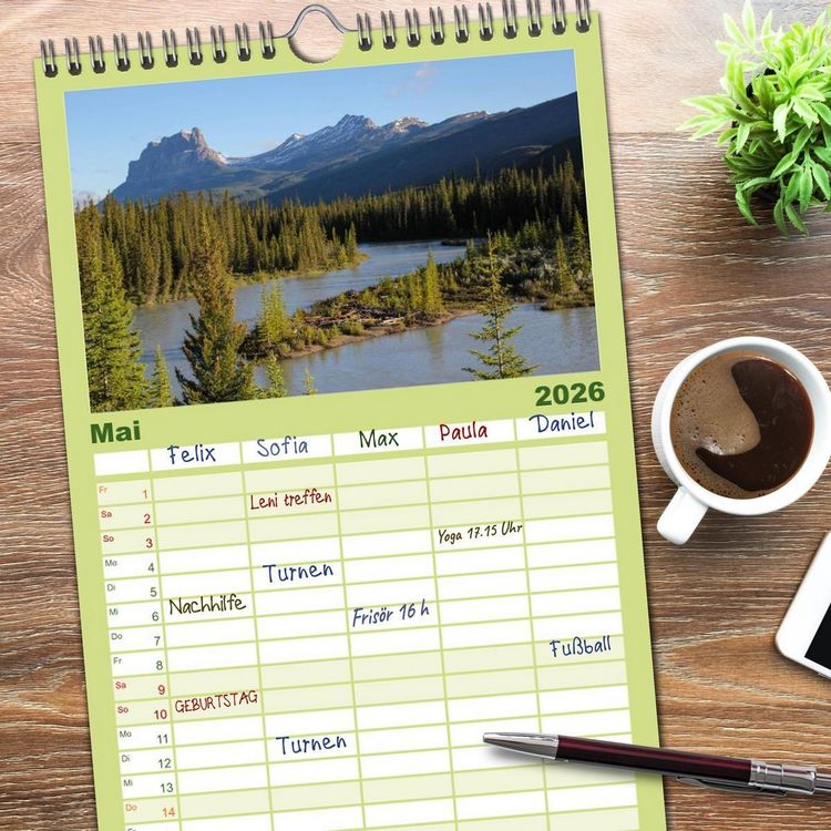 Produktbild: Familienplaner 2026 - Kanada mit 5 Spalten (Wandkalender, 21 x 45 cm) CALVENDO