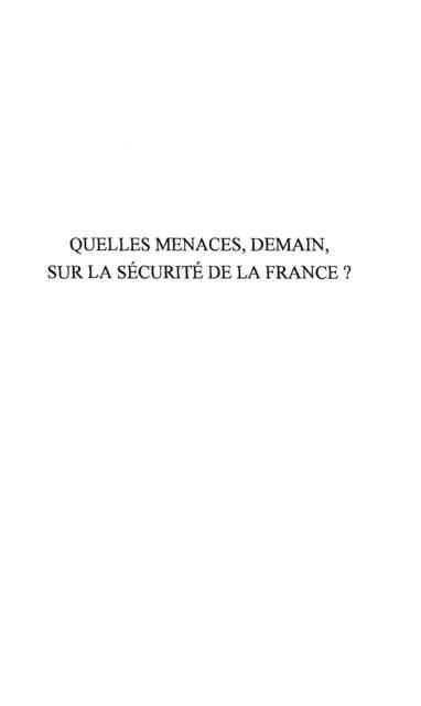 Produktbild: Quelles menaces demain sur la securite de la france