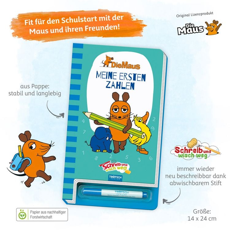 Produktbild: Tr&ouml;tsch Die Maus Schreib und wisch weg Zahlen