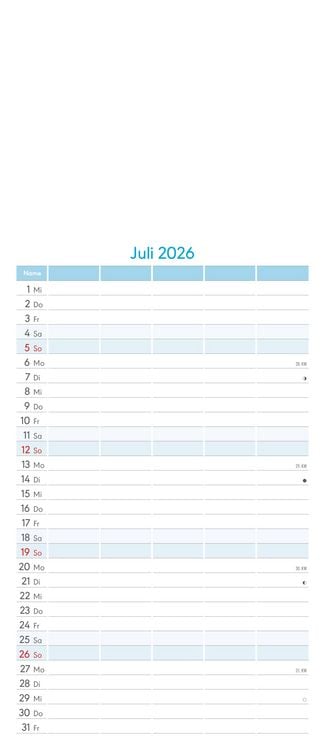 Produktbild: Kreativ-Kalender Familienplaner 2026 - 5 Spalten - 19,5x45 cmFoto, Malen, Basteln - datiert - Kreativkalender - Foto-Kalender - Familienkalender - Wan