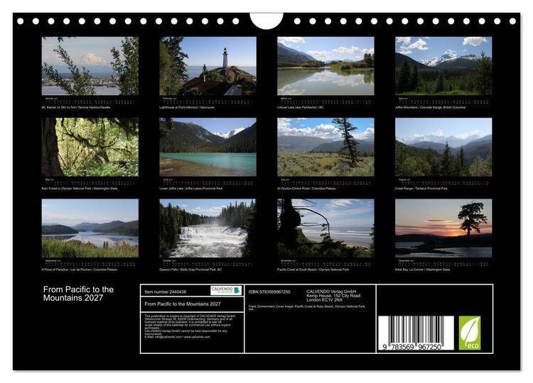 Produktbild: From Pacific to the Mountains 2027 (Wall Calendar 2027 DIN A4 landscape), CALVENDO 12 Month Wall Calendar