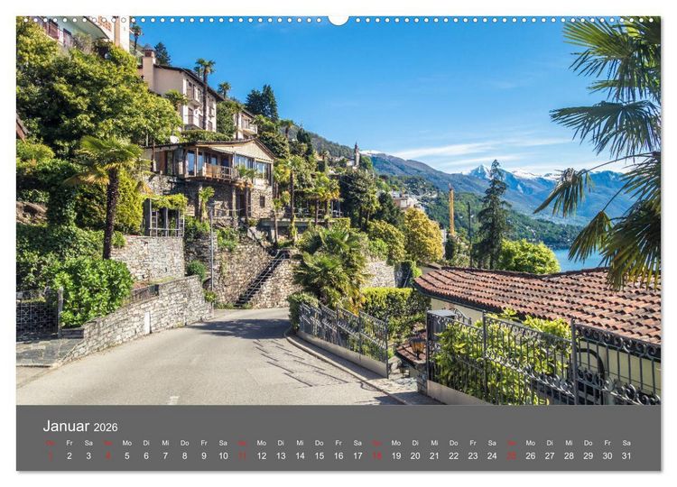 Produktbild: Tessin, zwischen Lago Maggiore und Lugano (hochwertiger Premium Wandkalender 2026 DIN A2 quer), Kunstdruck in Hochglanz