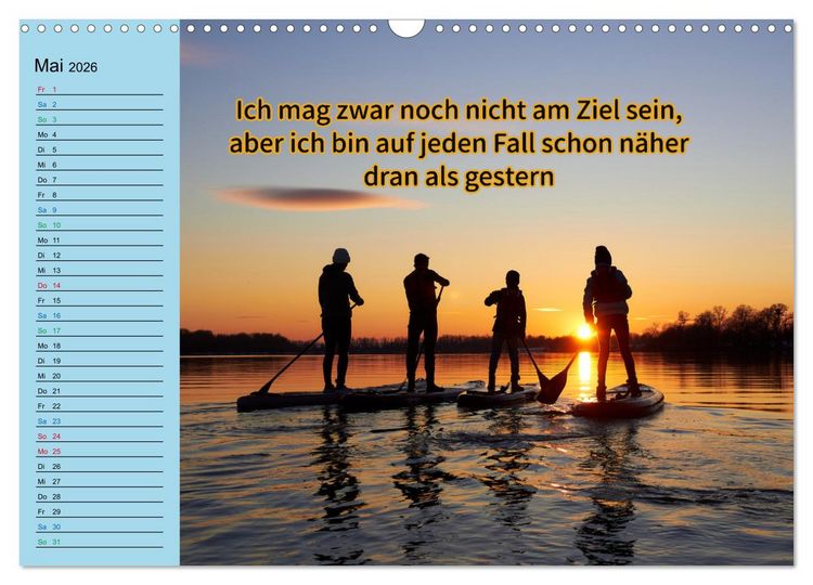 Produktbild: Wassersport - Schwimmen und SUP mit coolen Spr&uuml;chen (Wandkalender 2026 DIN A3 quer), CALVENDO Monatskalender