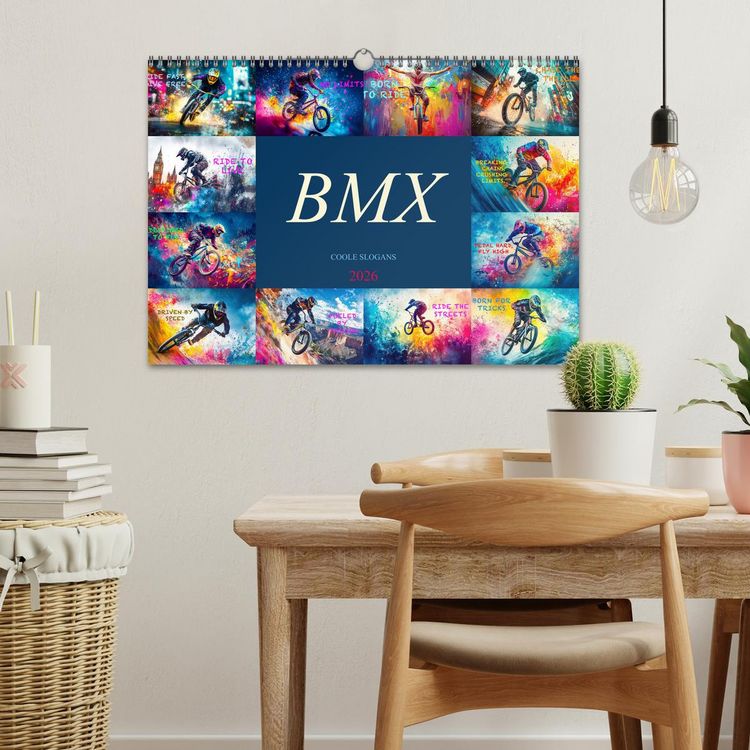 Produktbild: BMX - Coole Slogans (Wandkalender 2026 DIN A3 quer), CALVENDO Monatskalender