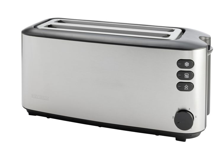 Produktbild: Severin AT 2509 Doppel-Langschlitztoaster mit eingebautem Br&ouml;tchenaufsatz Edelstahl (geb&uuml;rstet), Schwarz