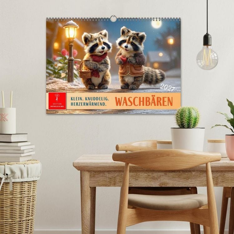 Produktbild: Waschb&auml;ren - Klein. Knuddelig. Herzerw&auml;rmend. (Wandkalender 2027 DIN A3 quer), CALVENDO Monatskalender