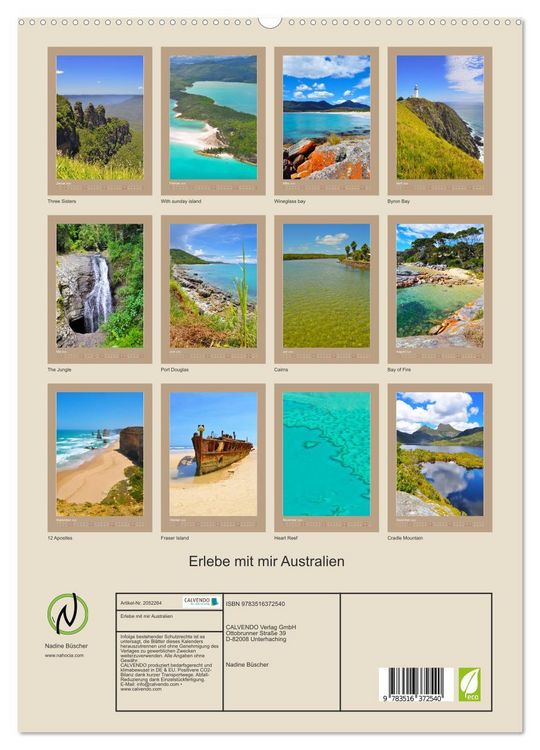 Produktbild: Erlebe mit mir Australien (hochwertiger Premium Wandkalender 2026 DIN A2 hoch), Kunstdruck in Hochglanz