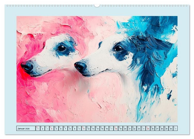 Produktbild: Hunde Paintings. Moderne Portraits in &Ouml;loptik (hochwertiger Premium Wandkalender 2026 DIN A2 quer), Kunstdruck in Hochglanz