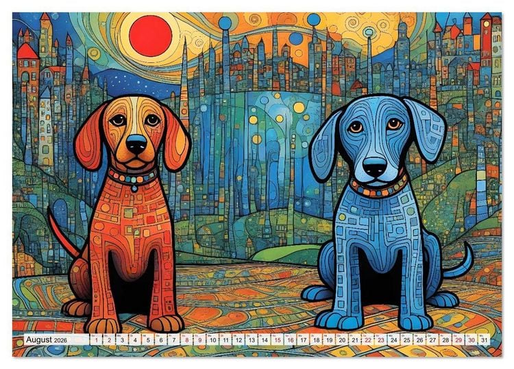 Produktbild: Bunte Hundebande (Tischkalender 2026 DIN A5 quer), CALVENDO Monatskalender