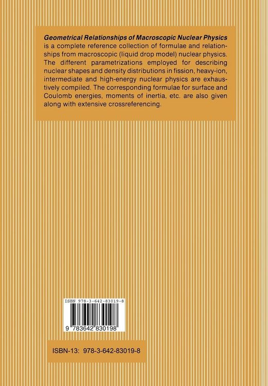 Produktbild: Geometrical Relationships of Macroscopic Nuclear Physics