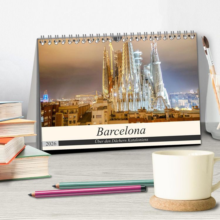Produktbild: Barcelona - &Uuml;ber den D&auml;chern Kataloniens (Tischkalender 2026 DIN A5 quer), CALVENDO Monatskalender