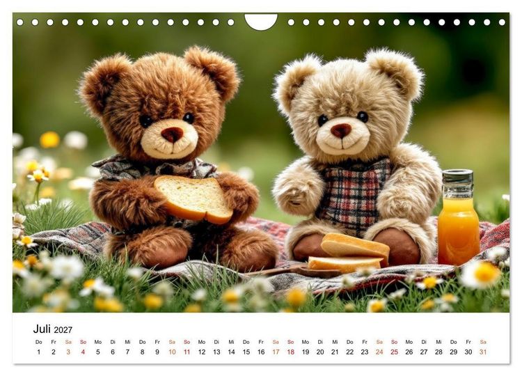 Produktbild: Teddyb&auml;ren - im Doppelpack durchs Jahr (Wandkalender 2027 DIN A4 quer), CALVENDO Monatskalender