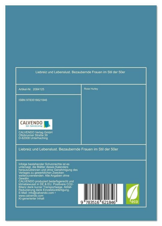 Produktbild: Liebreiz und Lebenslust. Bezaubernde Frauen im Stil der 50er (Tischkalender 2026 DIN A5 hoch), CALVENDO Monatskalender