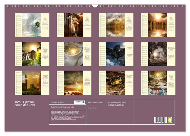 Produktbild: Tarot. Spirituell durch das Jahr (Wandkalender 2026 DIN A2 quer), CALVENDO Monatskalender