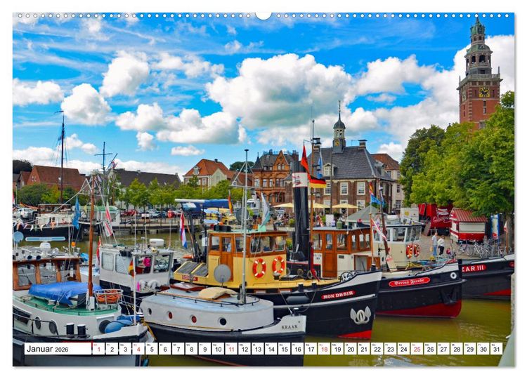 Produktbild: Leer - Perle Ostfrieslands (hochwertiger Premium Wandkalender 2026 DIN A2 quer), Kunstdruck in Hochglanz
