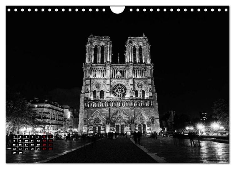 Produktbild: Paris-Impressionen in Schwarz-Wei&szlig; (Wandkalender 2026 DIN A4 quer), CALVENDO Monatskalender