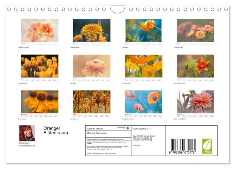 Produktbild: Oranger Bl&uuml;tentraum (Wandkalender 2027 DIN A4 quer), CALVENDO Monatskalender