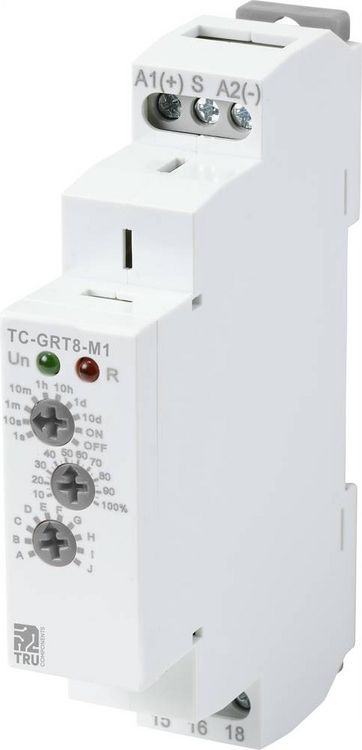 Produktbild: TRU COMPONENTS TC-9963308 Zeitrelais Multifunktional 12 V/AC, 240 V/AC 1 St. Zeitbereich: 0.1 s - 10 Tage 1 Wechsler