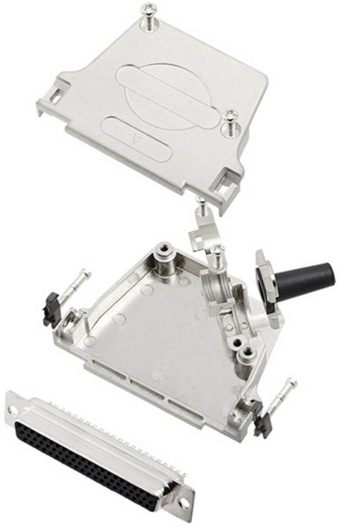Produktbild: TRU COMPONENTS TCD45ZF37HDS62K 7709916 D-SUB Buchsenleisten-Set 45 &deg; Polzahl: 62 L&ouml;tkelch 1 St.