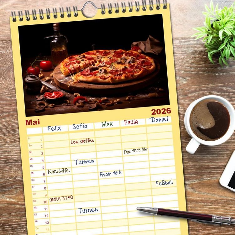 Produktbild: Familienplaner 2026 - Fastfood &Auml;sthetik mit 5 Spalten (Wandkalender, 21 x 45 cm) CALVENDO