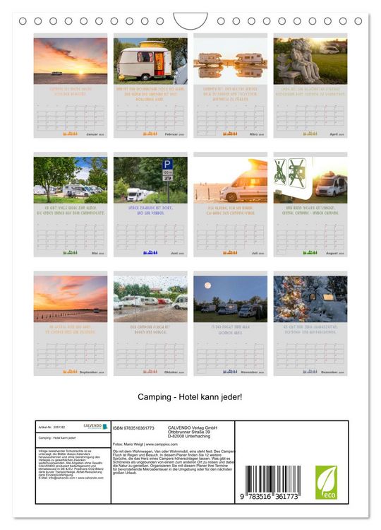 Produktbild: Camping - Hotel kann jeder! (Wandkalender 2026 DIN A4 hoch), CALVENDO Monatskalender