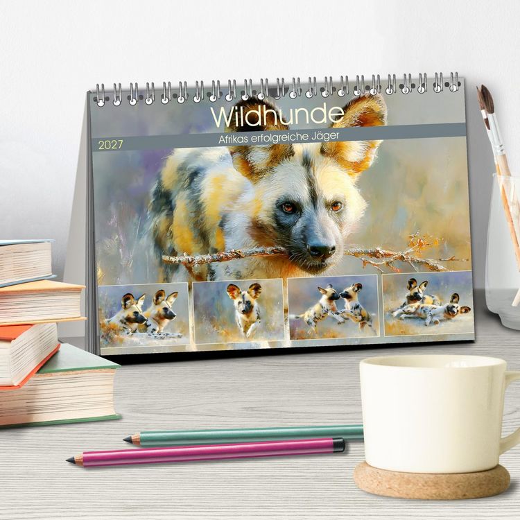 Produktbild: Wildhunde. Afrikas erfolgreiche J&auml;ger (Tischkalender 2027 DIN A5 quer), CALVENDO Monatskalender