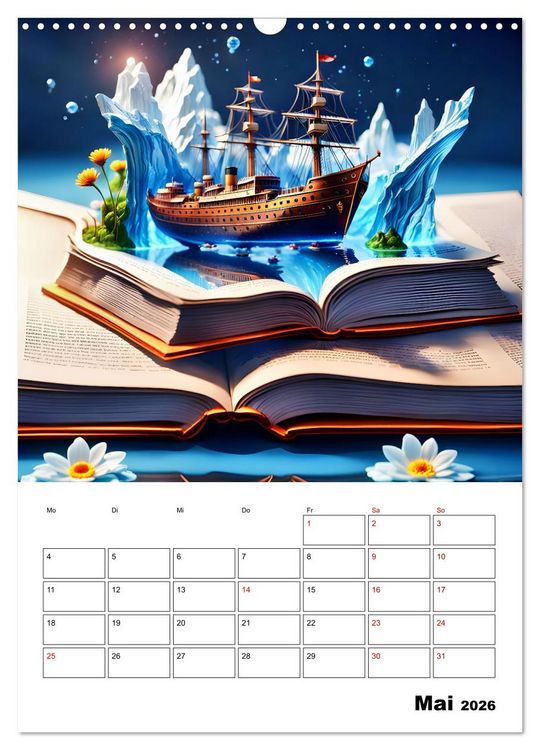 Produktbild: Magische surreale Buchwelten (Wandkalender 2026 DIN A3 hoch), CALVENDO Monatskalender