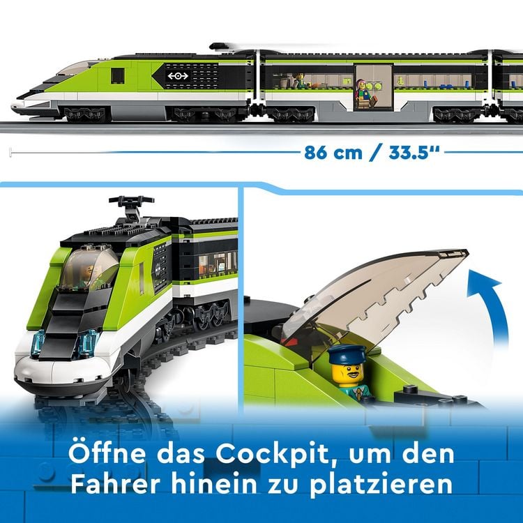 Produktbild: LEGO City 60337 Personen-Schnellzug, Spielzeug-Eisenbahn, Set mit Schienen
