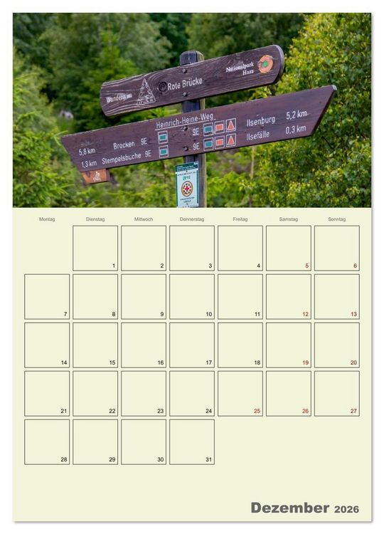 Produktbild: Harzwanderung zu den Ilsef&auml;llen - Terminplaner (Wandkalender 2026 DIN A2 hoch), CALVENDO Monatskalender