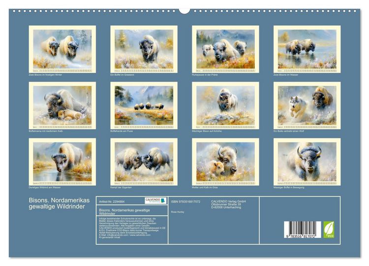 Produktbild: Bisons. Nordamerikas gewaltige Wildrinder (hochwertiger Premium Wandkalender 2027 DIN A2 quer), Kunstdruck in Hochglanz