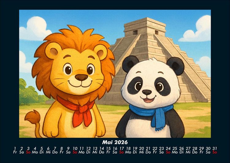 Produktbild: Buschi und Pippin - Reise zu den Weltwundern 2026 Fotokalender DIN A4