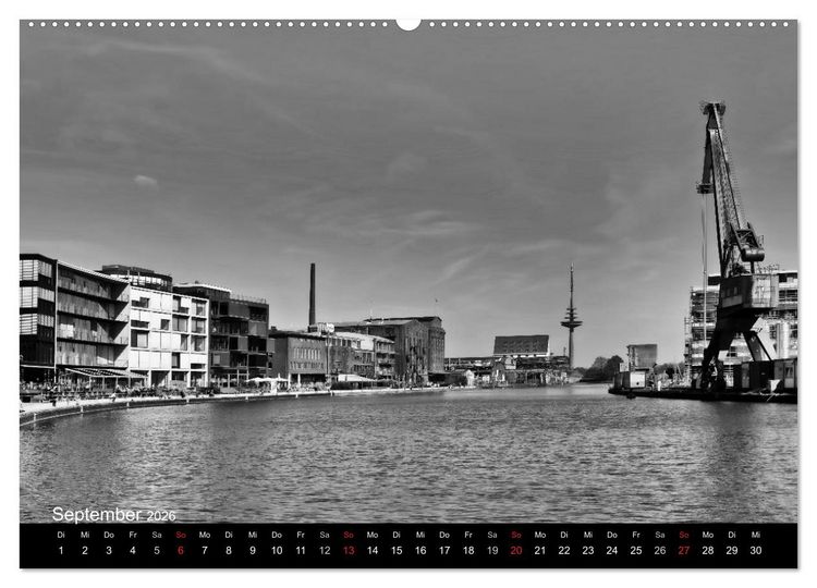 Produktbild: M&uuml;nster in schwarz-wei&szlig; gesehen (hochwertiger Premium Wandkalender 2026 DIN A2 quer), Kunstdruck in Hochglanz