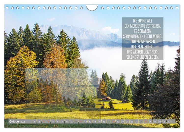 Produktbild: Stimmungsreigen Gef&uuml;hlvolle Texte und Bilder (Wandkalender 2026 DIN A4 quer), CALVENDO Monatskalender