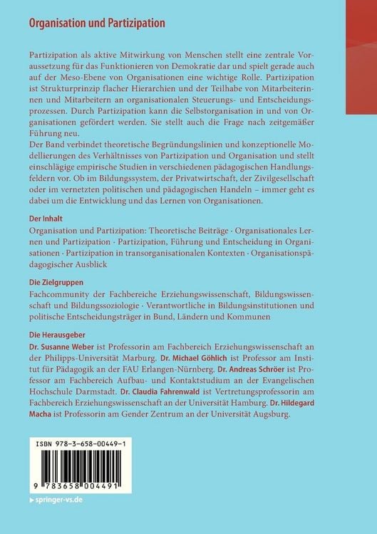 Produktbild: Organisation und Partizipation