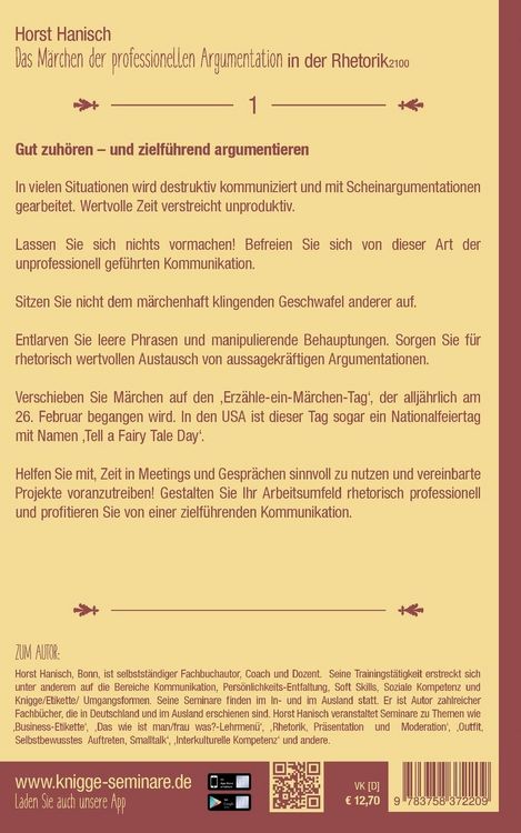 Produktbild: Das M&auml;rchen der professionellen Argumentation in der Rhetorik 2100