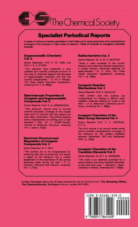 Produktbild: Inorganic Chemistry of the Transition Elements