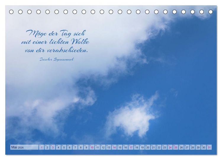 Produktbild: Die Wolken: "Schauspieler der L&uuml;fte" (Tischkalender 2026 DIN A5 quer), CALVENDO Monatskalender