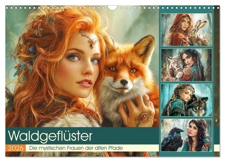 Produktbild: Waldgefl&uuml;ster. Die mystischen Frauen der alten Pfade (Wandkalender 2026 DIN A3 quer), CALVENDO Monatskalender