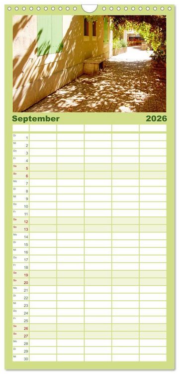 Produktbild: Familienplaner 2026 - Mediterraner Seelenfrieden mit 5 Spalten (Wandkalender, 21 x 45 cm) CALVENDO
