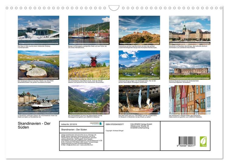 Produktbild: Skandinavien - Der S&uuml;den (Wandkalender 2027 DIN A3 quer), CALVENDO Monatskalender