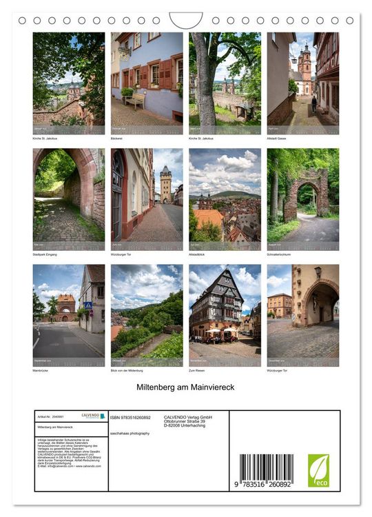 Produktbild: Miltenberg am Mainviereck (Wandkalender 2026 DIN A4 hoch), CALVENDO Monatskalender