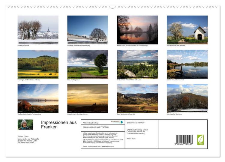 Produktbild: Impressionen aus Franken (hochwertiger Premium Wandkalender 2026 DIN A2 quer), Kunstdruck in Hochglanz