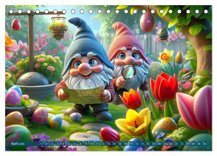 Produktbild: Jahreszeiten im Zwergenreich: Ein Gartenabenteuer (Tischkalender 2026 DIN A5 quer), CALVENDO Monatskalender