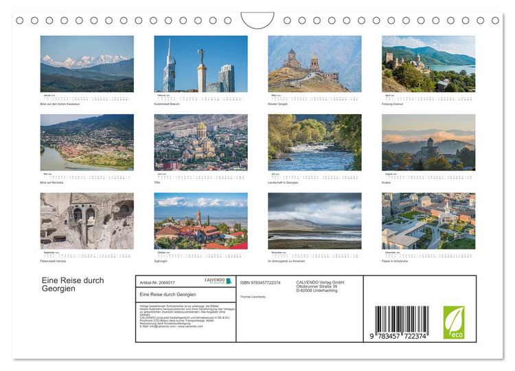 Produktbild: Eine Reise durch Georgien (Wandkalender 2026 DIN A4 quer), CALVENDO Monatskalender