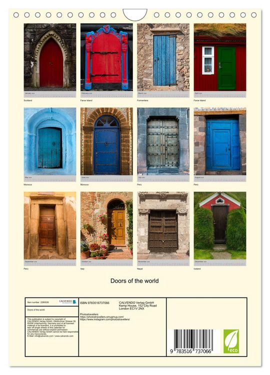 Produktbild: Doors of the world (Wall Calendar 2026 DIN A4 portrait), CALVENDO 12 Month Wall Calendar