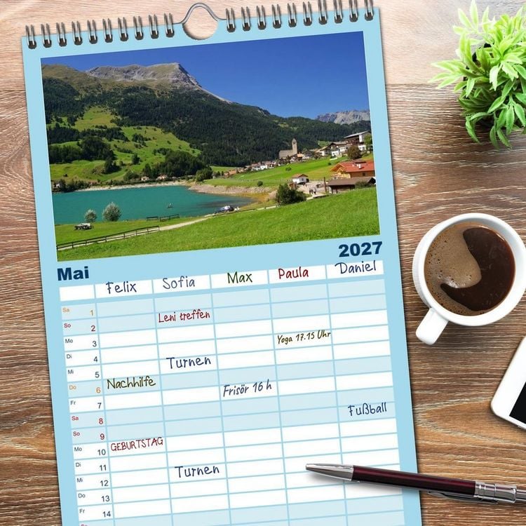 Produktbild: Familienplaner 2027 - Vinschgau - Die Sonnenseite S&uuml;dtirols mit 5 Spalten (Wandkalender, 21 x 45 cm) CALVENDO