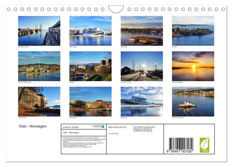 Produktbild: Oslo - Norwegen (Wandkalender 2026 DIN A4 quer), CALVENDO Monatskalender