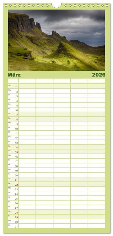 Produktbild: Familienplaner 2026 - Schottland im Licht mit 5 Spalten (Wandkalender, 21 x 45 cm) CALVENDO