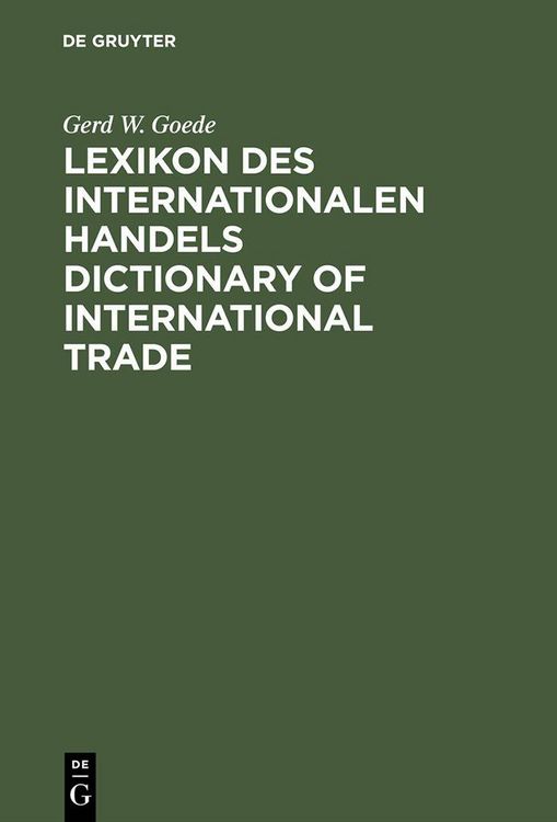 Produktbild: Lexikon des Internationalen Handels - Dictionary of International Trade